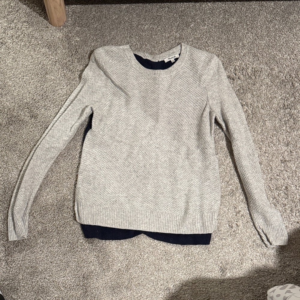 Madewell Gray and Navy Women's Sweater